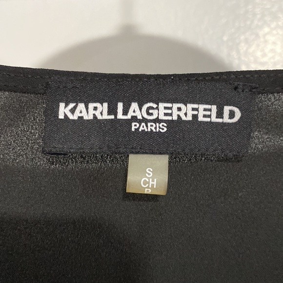 Karl Lagerfeld lace and ribbed 3/4 arm blouse - Picture 2 of 4